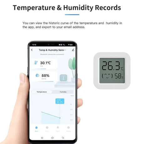 The temperature controller is shown on a smartphone screen