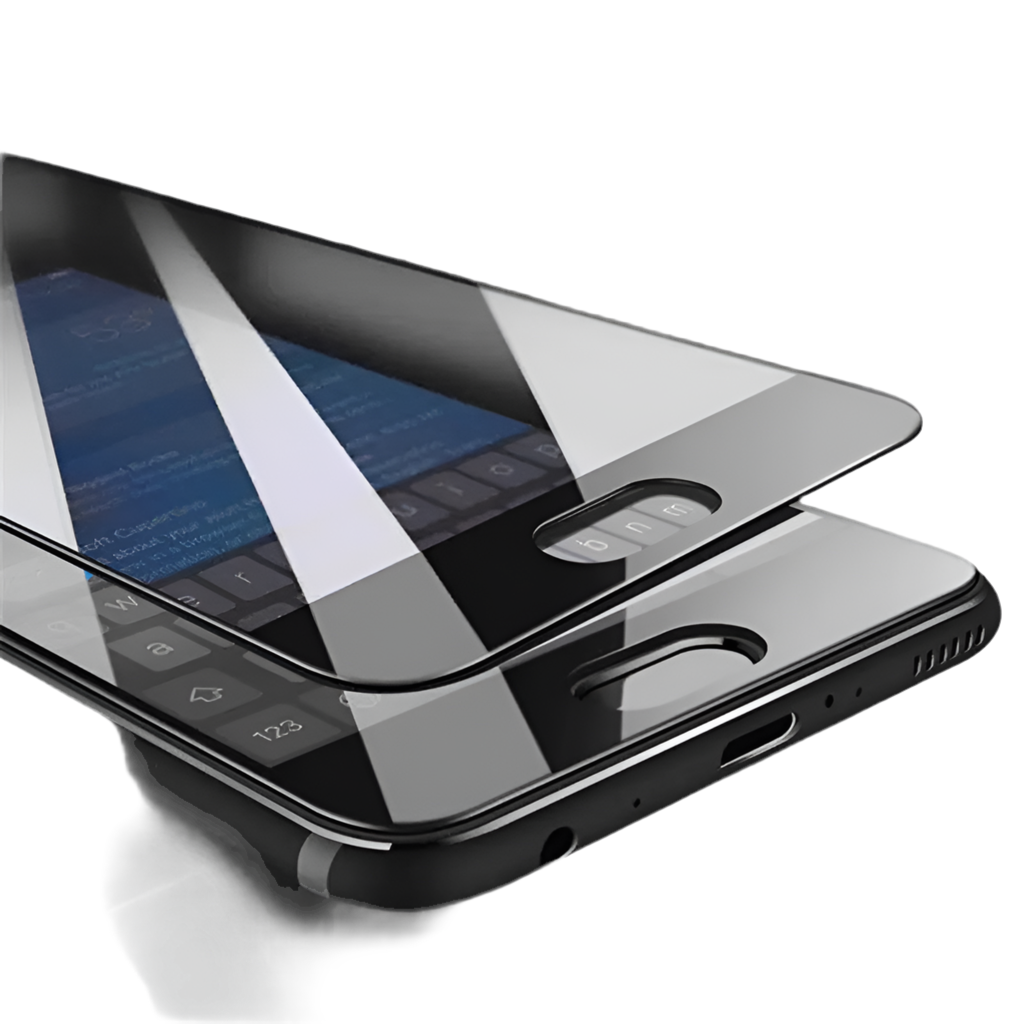 Tempered glass screen protector for a smartphone.