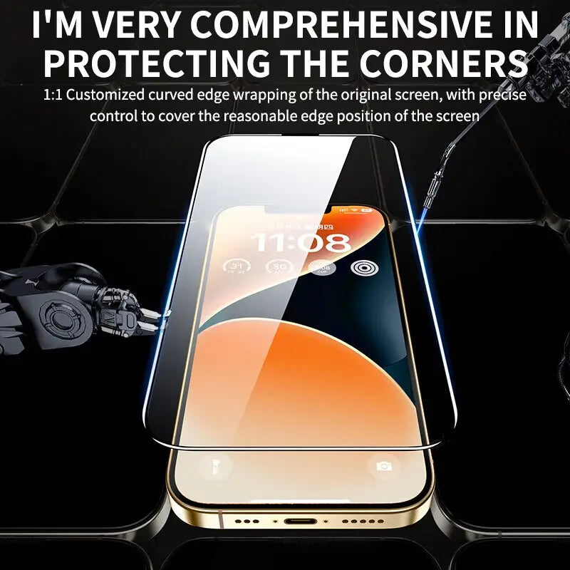 a smartphone with a screen protector on it
