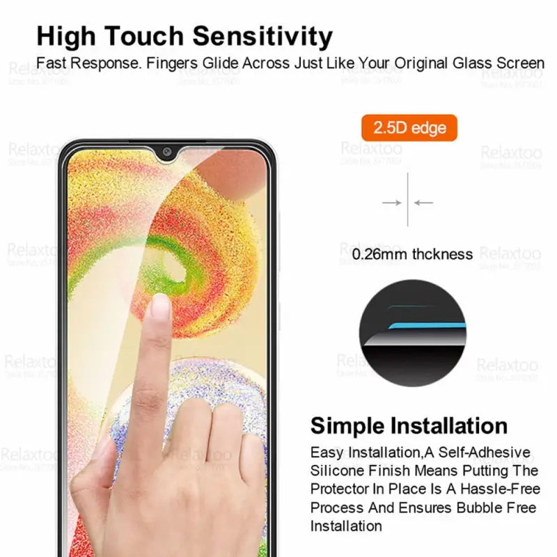 a hand holding a phone with the screen showing the screen protector