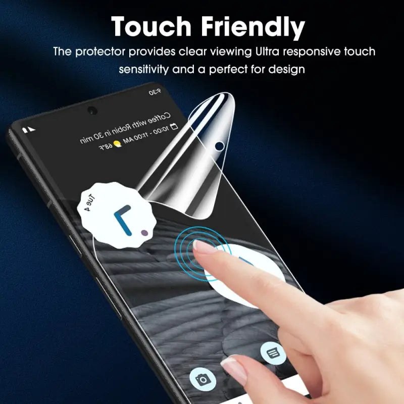a hand holding a smartphone with a screen protector