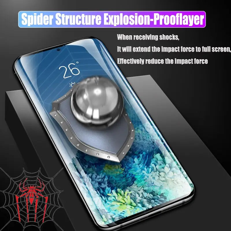 a smartphone with a glass screen protector on it