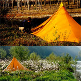 a tent is pitched in the woods