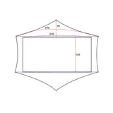 a drawing of a tent with a line drawing of the top and bottom