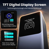 TFT digital display screen for a power device showing battery status and electrical output information.