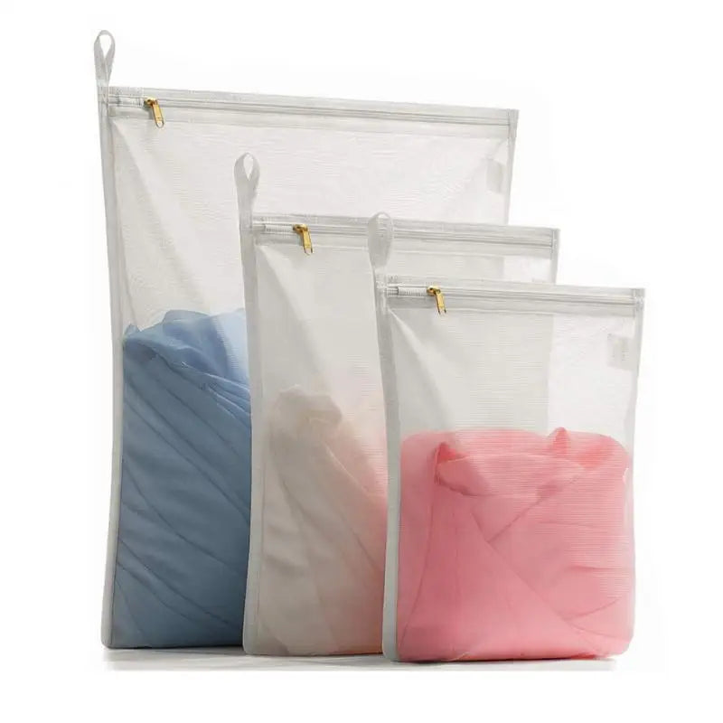 three bags with a zipper closure