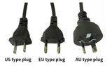 Three black power plugs.
