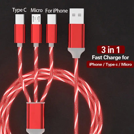 there are three cables connected to a red phone with a black background