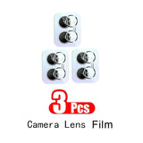 three camera lens film buttons with a red and white logo
