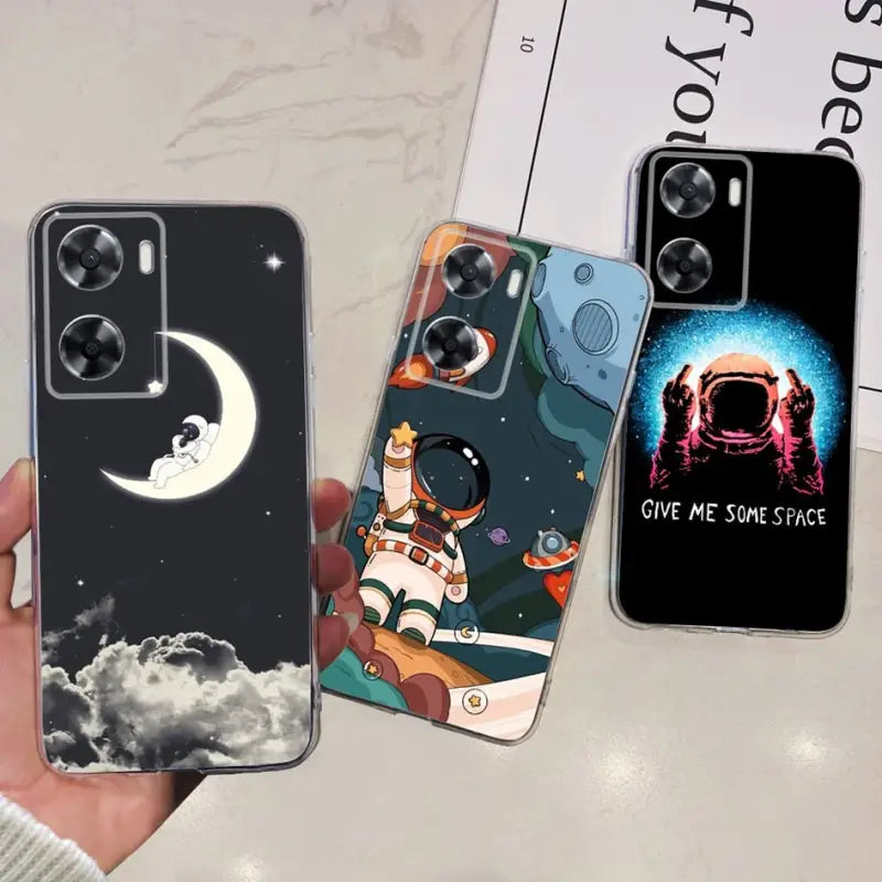 there are three cases that have different designs on them