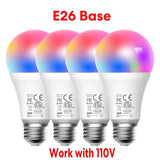 three different colored light bulbs with the words e20 base