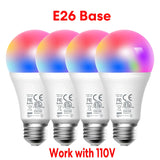 three different colored light bulbs with the words e20 base