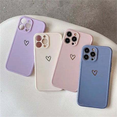 three colors heart phone case