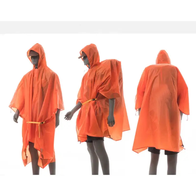 three images of a person in an orange robe