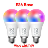 three light bulbs with different colors are shown in this image