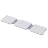 the three pieces of the square white plastic coaster