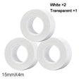 three rolls of white tape are stacked on top of each other