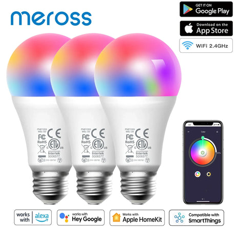 three smart light bulbs with remote control and app controlled