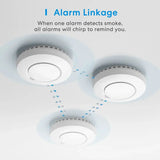 three smoke detectors with the words alarm, alarm and smoke