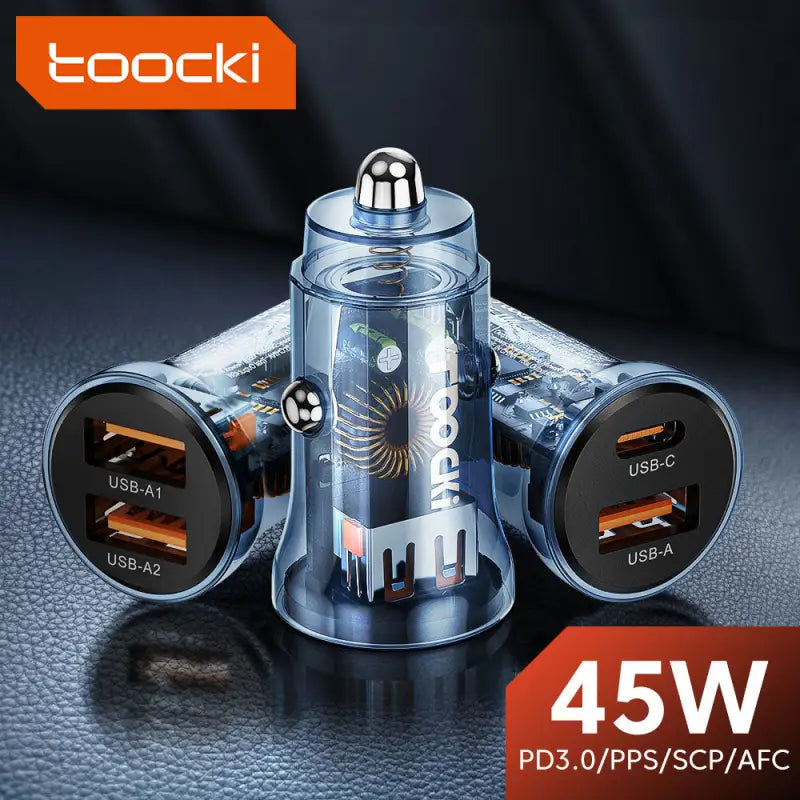 there are three usb charger with a usb port attached