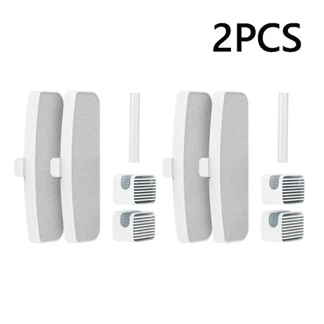 Three white door handles with a white handle and a white handle