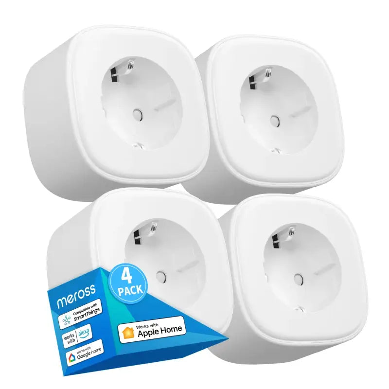 three white plugs with a blue label on them sitting next to each other