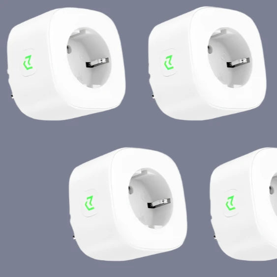 three white smart plugs with the google home app