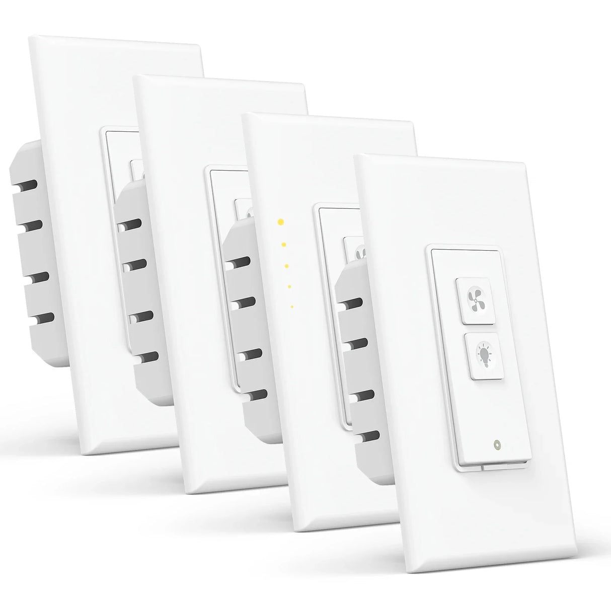 three white switches on a white background