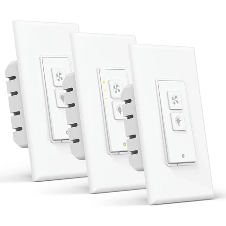 three white switches on a white background