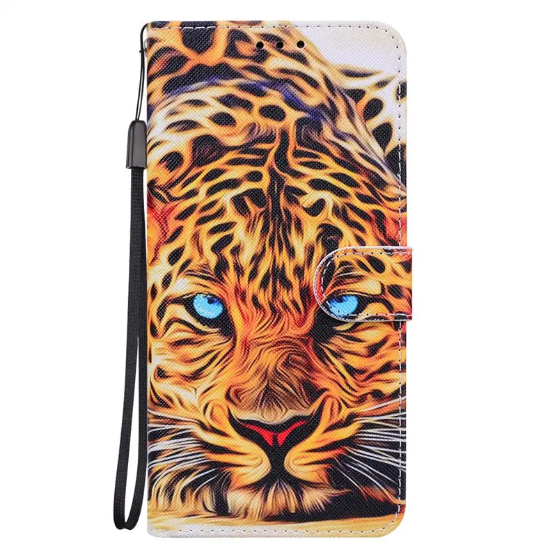 leopard pattern pu leather wallet case for iphone x