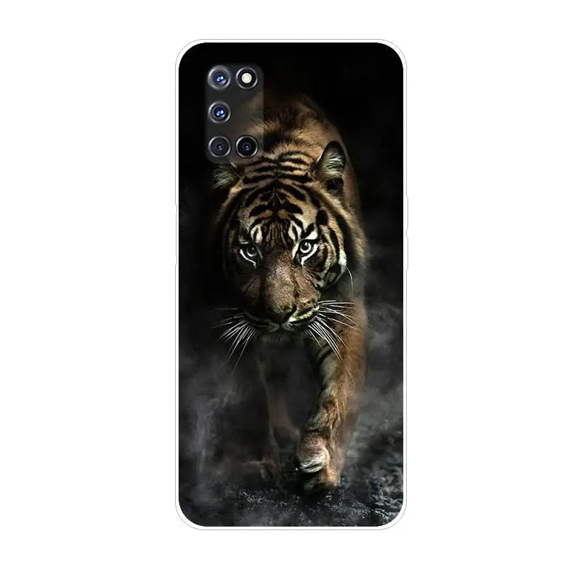 a tiger walking on the ground with smoke coming from its mouth