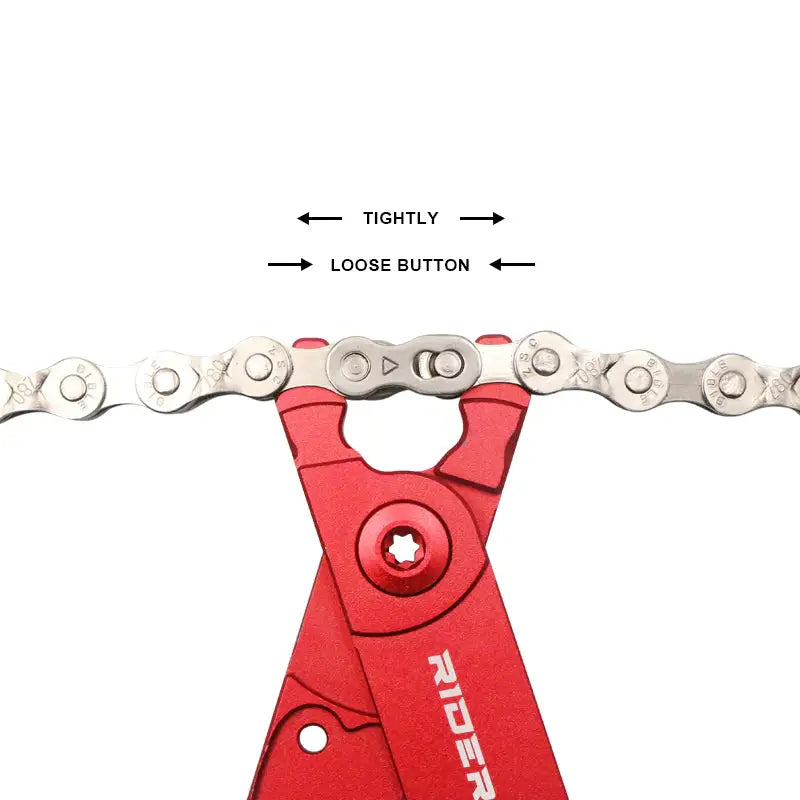 a chain cutter with a red handle and a white background