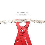 a chain cutter with a red handle and a white background
