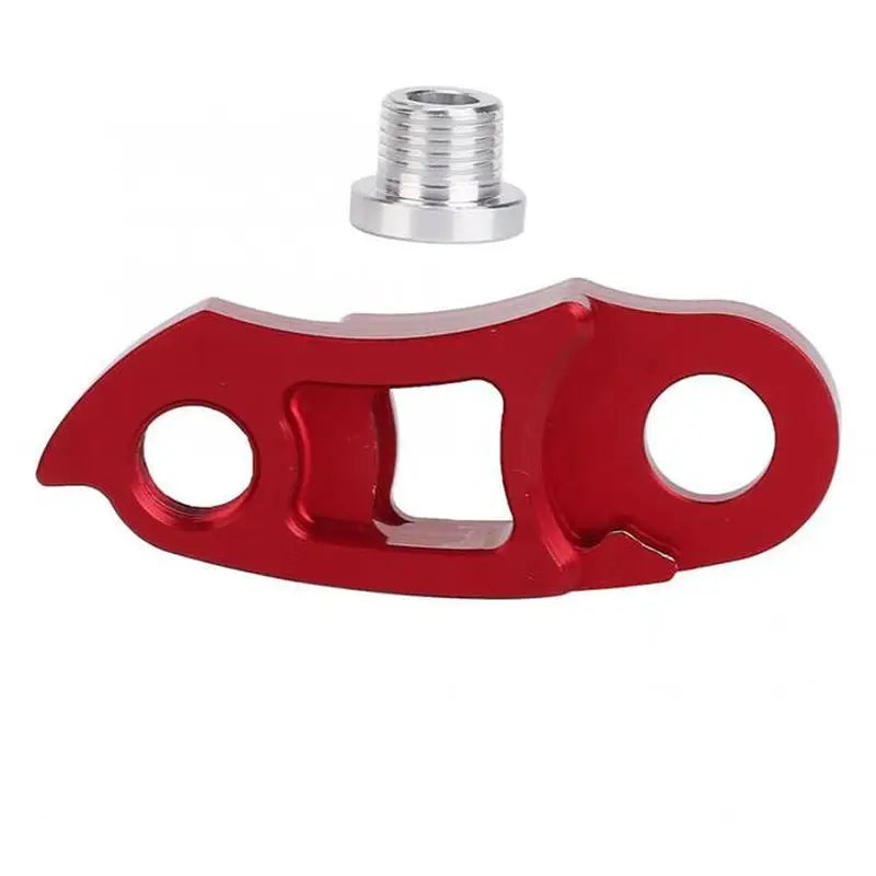 a red aluminum bottle opener with a screw
