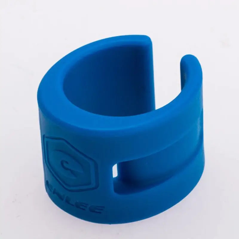 a blue plastic ring with a white background