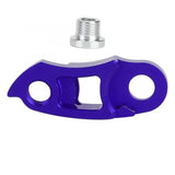 a blue aluminum clample with a screw