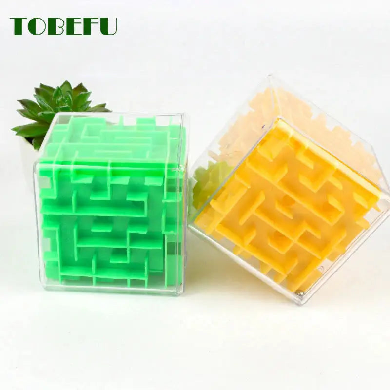 a green and yellow plastic maze maze with a white background