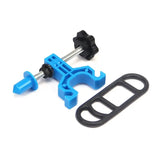a pair of blue plastic clamps with a black plastic clamps