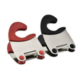 two red and black metal clamps