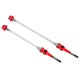 two red and black metal rods with red handles on a white background