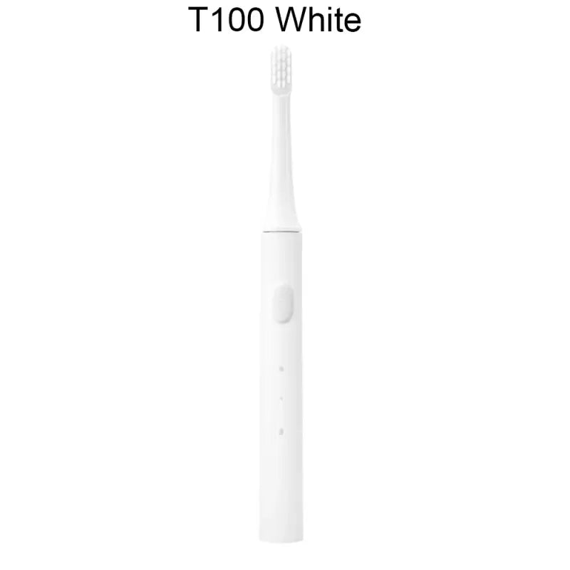 The toothbrush is white and has a white handle