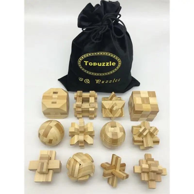 a bag of wooden toys