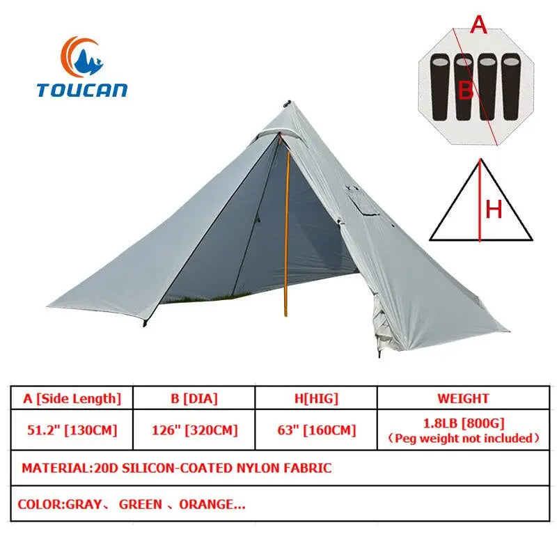 a tent with the measurements of the tent