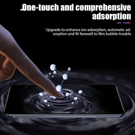 a hand touching a smartphone with water droplets