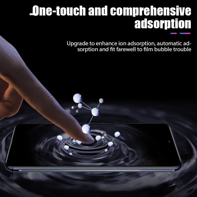 a hand touching a smartphone with a water drop