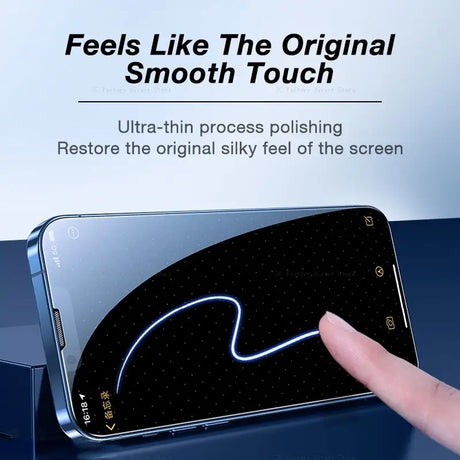 a hand touching a smartphone with a finger on it