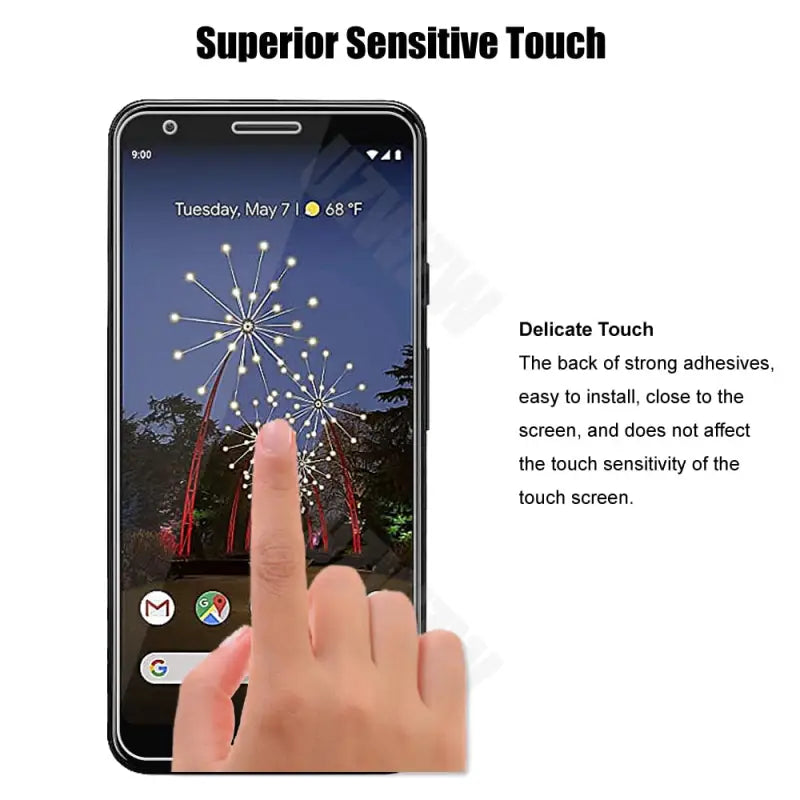 a hand touching a smartphone screen with the text, ` ` ’