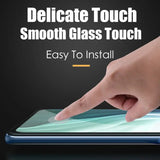 a hand touching a tablet screen with the text delta touch