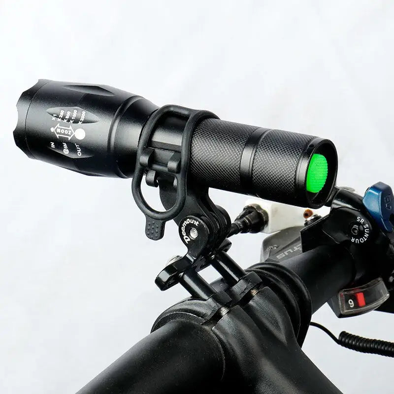 the bike light is mounted on the handle