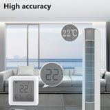 Tower fan with digital display.